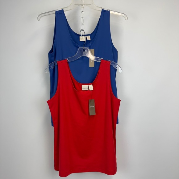 Chico's Tops - Chicos Set of Two Microfiber Contemporary Tank Basic Knit Blue Red Women's 2 L